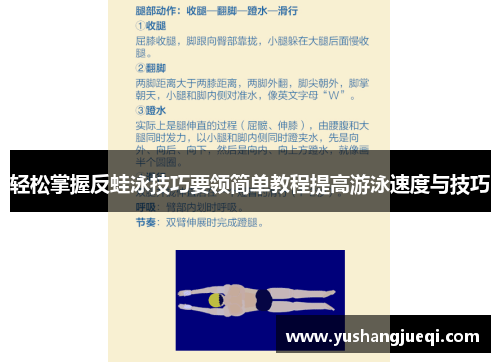 轻松掌握反蛙泳技巧要领简单教程提高游泳速度与技巧